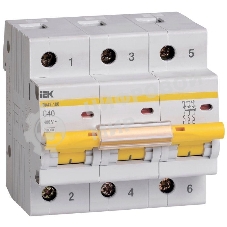 Выключатель автоматический модульный 3п C 40А 10кА ВА47-100 IEK MVA40-3-040-C