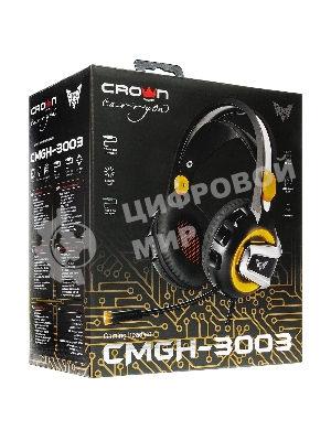 Гарнитура Crown CMGH-3003 чёрный/оранжевый, проводная, подсветка
