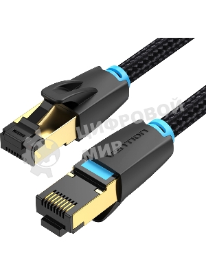 Патч-корд Vention прямой SFTP cat.8 RJ45 - 2м. черный Тканевая оплетка