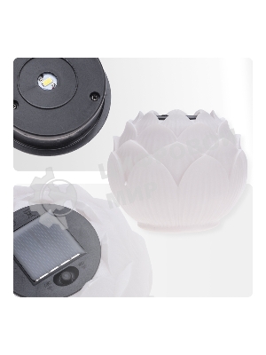 Светильник садовый Rexant Лотос, 3000К, 15 см, встроенный аккумулятор, солнечная панель, коллекция Пекин