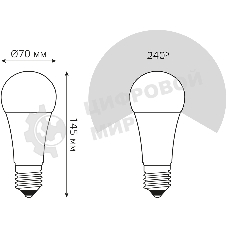 Лампа светодиодная Gauss Globe Elementary 30Вт цок.: E27 груша 220B св. свеч. белый нейт. А67 (упак.: 10 шт)