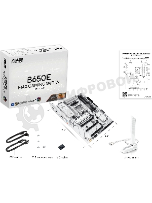 Материнская плата ASUS B650E MAX GAMING WIFI W, AM5, AMD B650, 4xDDR5, 4xSATA, 3xM.2, 1xPCIe 5.0 x16, 1xPCIe 4.0 x4, 2xPCIe 3.0 x1, 1xDP, 1xHDMI, 1x2.5Gb LAN, Wi-Fi 6E, Bluetooth 5.3, 1xUSB-C 10Gbps, 3xUSB-A 10Gbps, 2xUSB-A 5Gbps, 2xUSB-A 2.0, 3x3.5 мм, 7.1, ATX