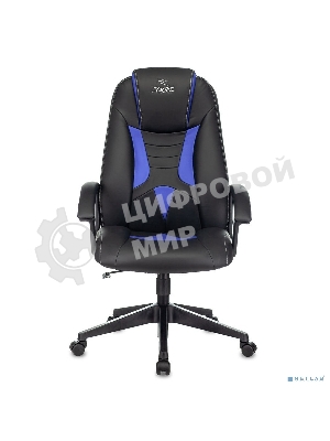 Кресло Zombie 8 черный/синий, экокожа, 120 кг, механизм качания