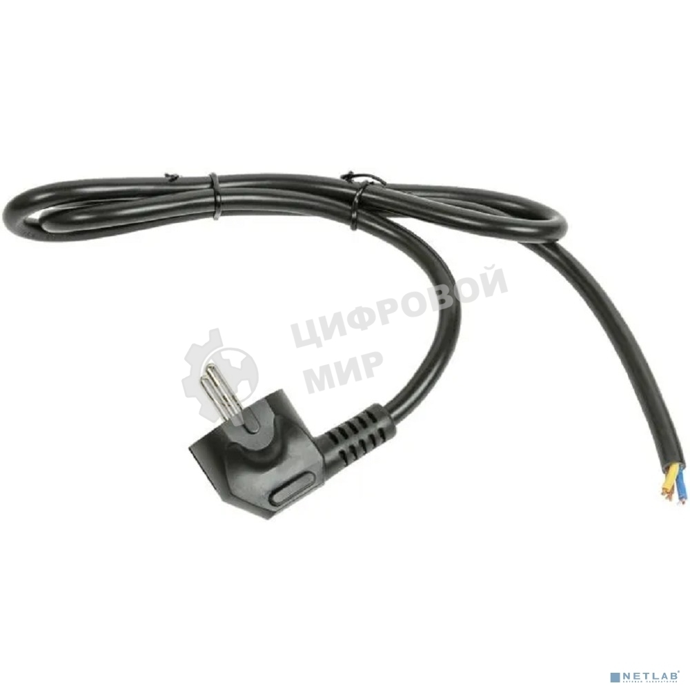 Кабель питания Filum FL-PC-SH90-C2-1.8-BK ПВС-ВП 3x1.5 CEE 7/7(Schuko) угловая - свободный конец, 220/250В, 16А, чёрный, 1,8м