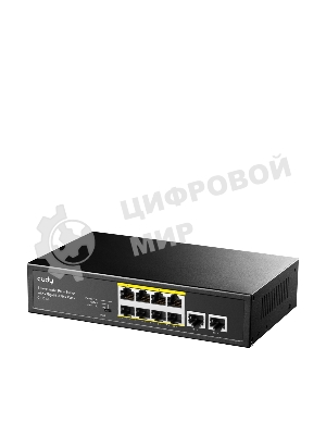 Коммутатор Cudy 8 RJ-45 10/100/1000M PSE ports +2 RJ45 10/100/1000 Uplink Port Unmanaged PoE+ Switch 120W, CCTV/VLAN mode support, long distance:250M at CCTV mode. 802.3af/at standard, Aternative 1/2(+),3/6(-), Rack-mountable Steel Case, Watchdog, 120W internal
