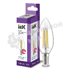 Лампа cветодиодная LED C35 IEK LLF-C35-7-230-40-E14-CL свеча прозр. 7Вт 230В 4000К E14 серия 360°