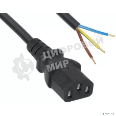 Кабель питания Filum FL-PC-C13-C2-1.8-BK ПВС-ВП 3x1.5 С13 - свободный конец, 220/250В, 10А, чёрный, 1.8м