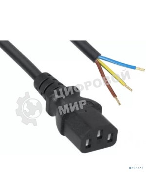Кабель питания Filum FL-PC-C13-C2-1.8-BK ПВС-ВП 3x1.5 С13 - свободный конец, 220/250В, 10А, чёрный, 1.8м