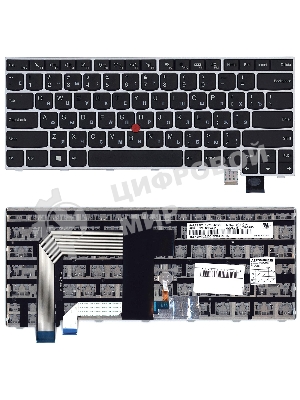 Клавиатура для ноутбука Lenovo Thinkpad T460S T470S черная с серебристой рамкой