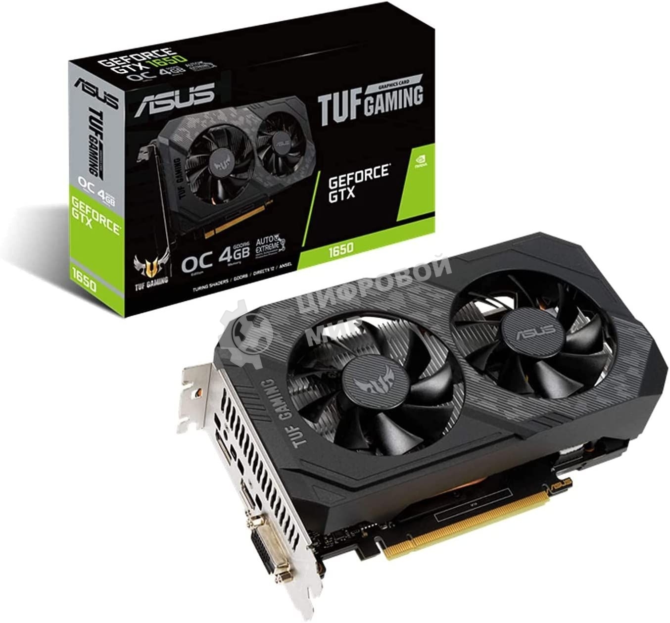 Видеокарта Asus TUF-GTX1650-O4GD6-P-V2-GAMING PCI-E NVIDIA GeForce GTX 1650 4096Mb 128 GDDR6 1635/12000 DVIx1 HDMIx1 DPx1 HDCP Ret