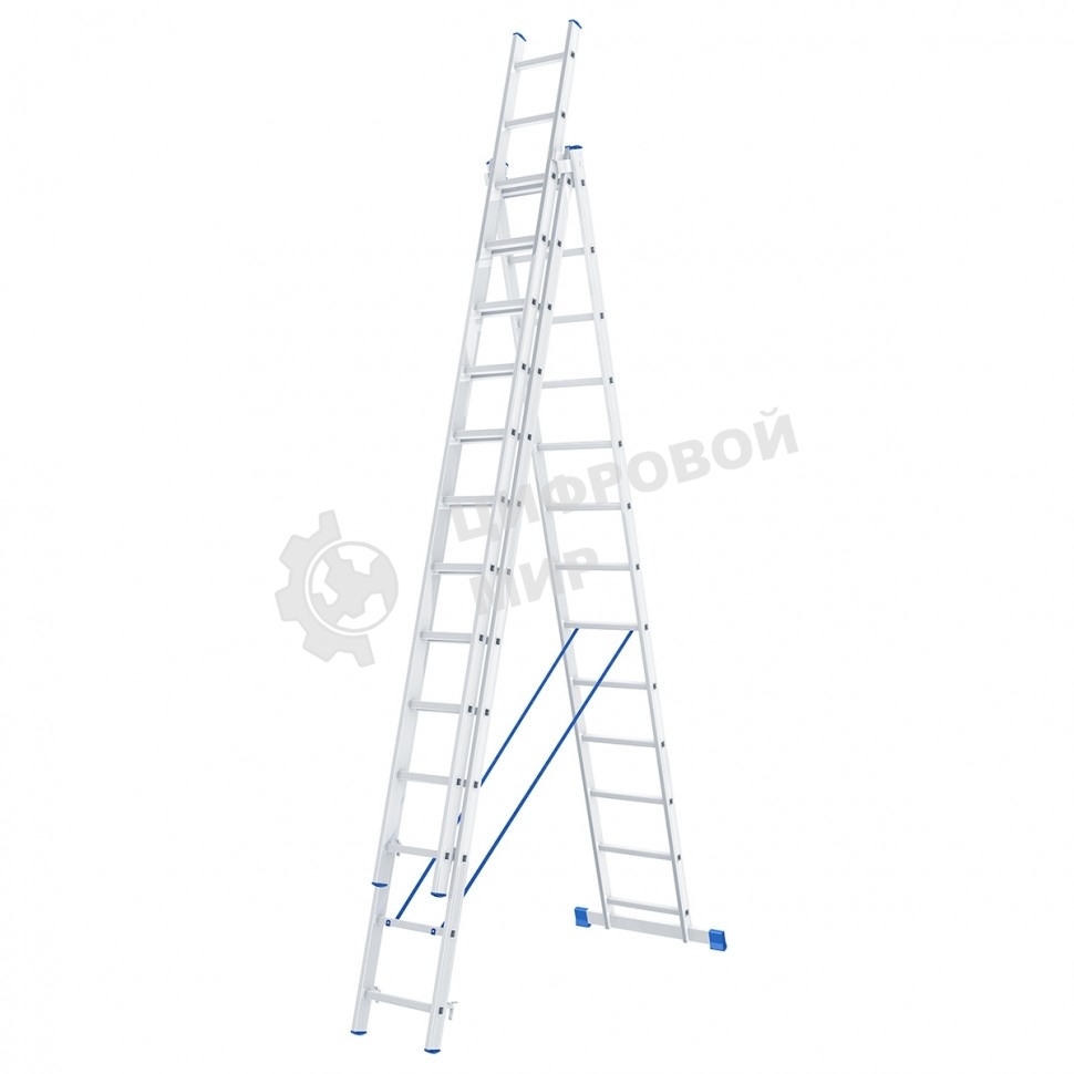 Лестница Сибртех, 3 х 13 ступеней, алюминиевая, трехсекционная