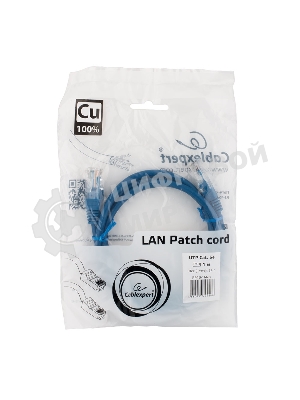 Патч-корд медный UTP Cablexpert PP10-1M/B cat.5e, 1м, литой, многожильный, синий