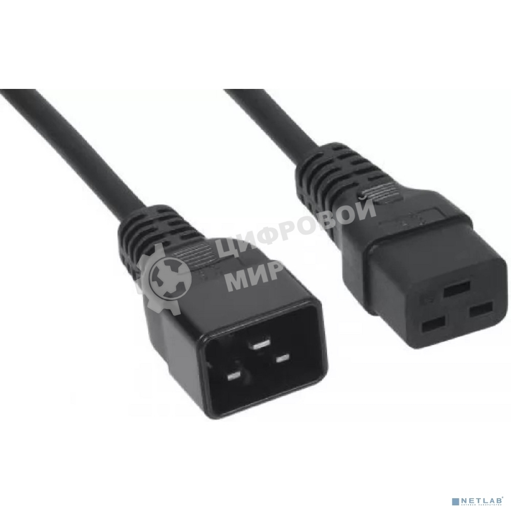 Кабель питания Filum FL-PC-C19/C20-C3-1.8-BK ПВС-АП 3x2.5 С19 - C20, 220/250В, 16А, чёрный, 1,8м