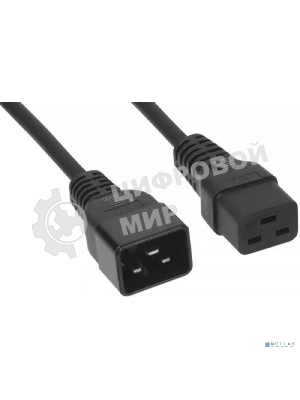 Кабель питания Filum FL-PC-C19/C20-C3-1.8-BK ПВС-АП 3x2.5 С19 - C20, 220/250В, 16А, чёрный, 1,8м