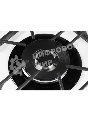 Газовая варочная панель Kuppersberg FG 62 W Газовая варочная панель, закаленное стекло, ширина 60 см, 4 газовые конфорки, WOK конфорка(3,8 кВт), автоподжиг, газ-контроль, чугунные решетки, белый