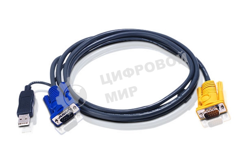 Переключатель ATEN 2L-5202UP Шнур, монитор+клавиатура+мышь Intelligent CABLE HD15M/USBAM 1.8M