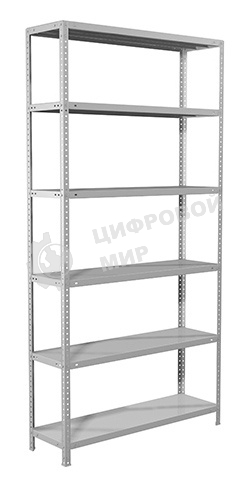 Металлические стеллажи Стеллаж MS 200/100х30/6 (Размеры внешние (ВхШхГ) 2000х1000х300 мм, 6 полок, с единой стойкой)