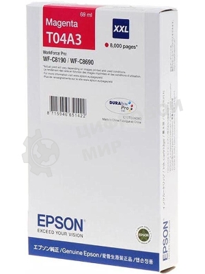 Картридж струйный Epson C13T04A340 пурпурный (8000 стр.) для WF-C8190 / WF-C8690