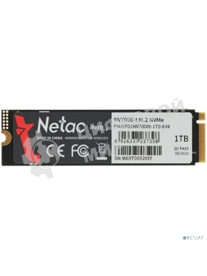 Накопитель SSD Netac NV7000-T, 1Tb, M.2 2280, PCIe 4.0 x4, NVMe, R/W 7300/6600, с радиатором