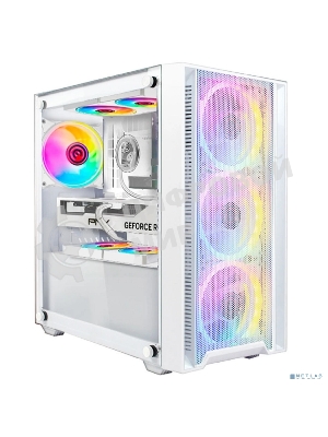 Корпус Ginzzu CL640 mATX FAN 4*12FRGb передняя панель Сетка Белый