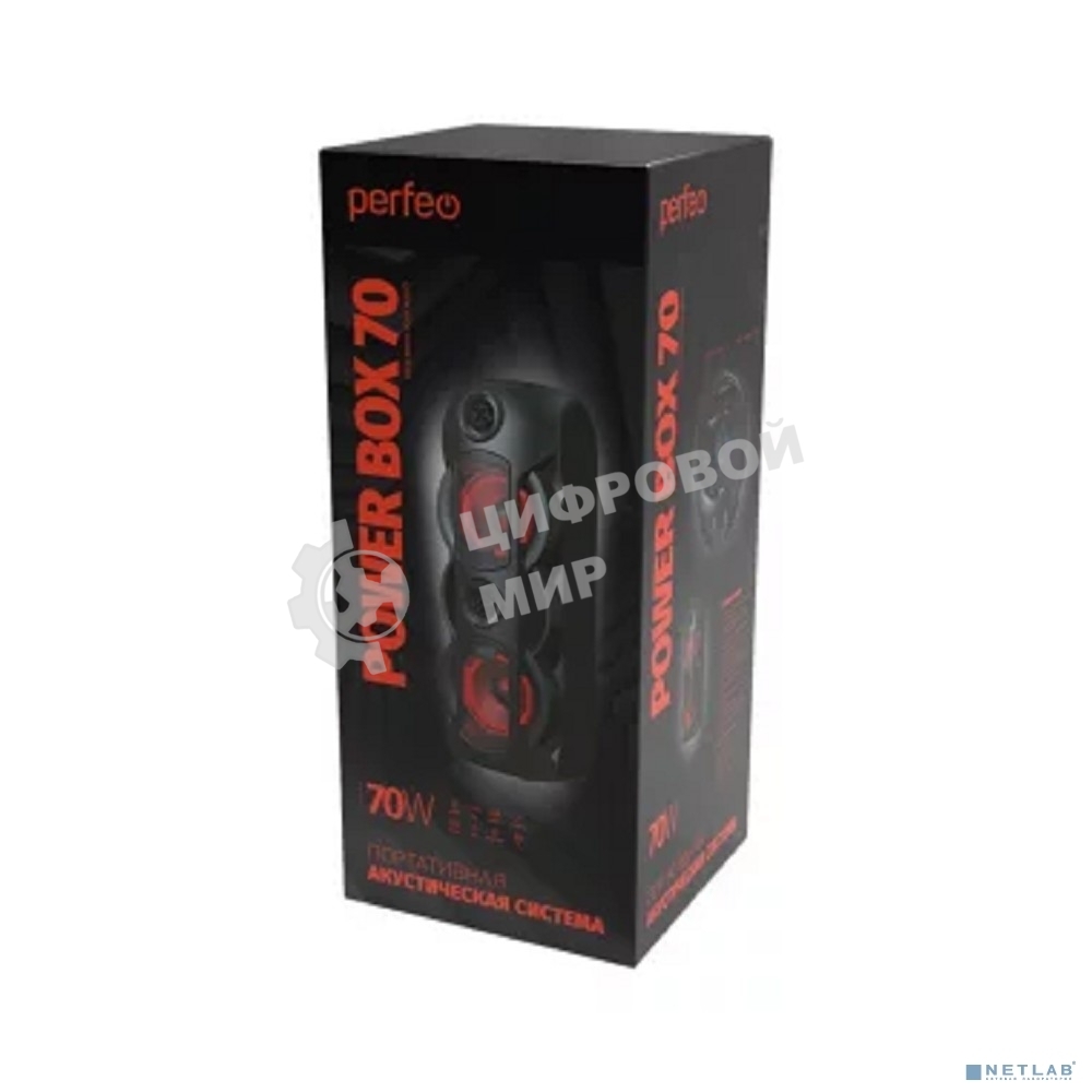 Портативная акустическая система Perfeo ”Power Box 70” EQ,USB, microSD, AUX, FM, MIC, TWS черный