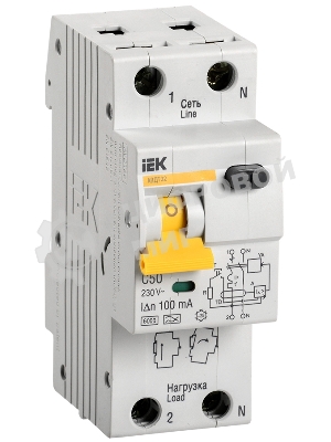 Выключатель автоматический дифференциального тока IEK MAD22-5-050-C-100 АВДТ 32 C50 100мА