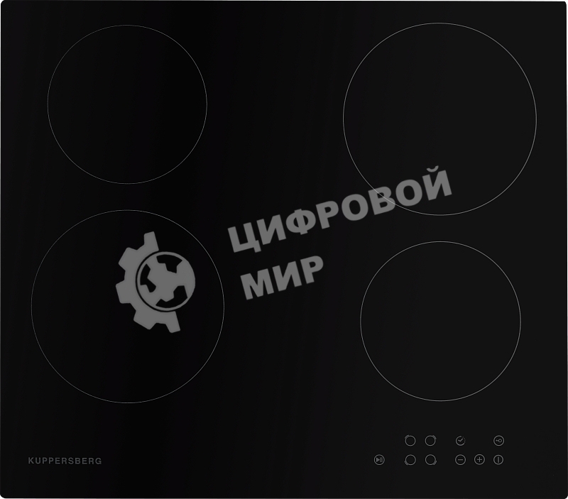 Электрическая варочная панель Kuppersberg ECO 601/ширина 60 см, 4 зоны ускоренного нагрева HI-Light, сенсорное управление, 5 цифровых дисплев, 9 уровней мощности, автоотключение, защита от детей, индикаторы остаточного тепла, Таймер, Stop & Go, черный, прямой край.