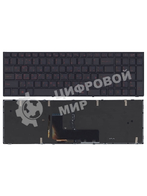 Клавиатура для ноутбука DNS Clevo P651 черная с рамкой с подсветкой