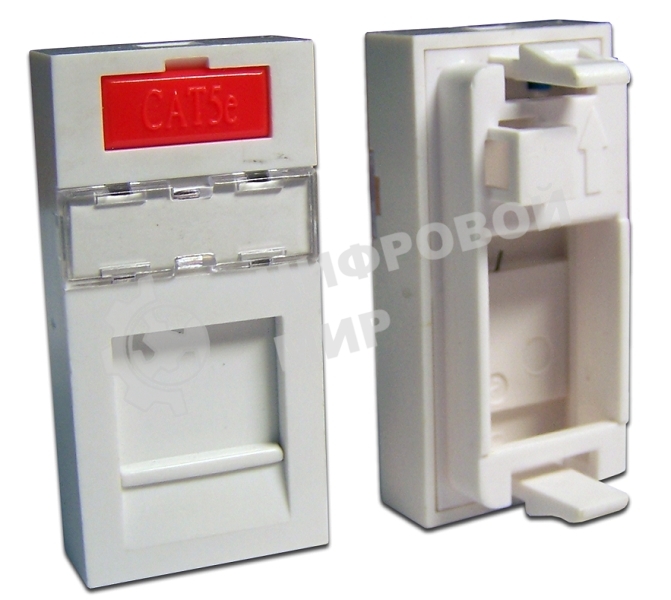 Вставка 22.5x45 на 1 кейстоун, со шторкой, маркировкой и иконкой, белая