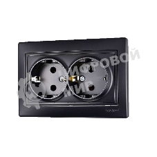 Розетка 2-м СП Мира 16А IP20 с заземл. керам. черный бархат LEZARD 701-4242-127