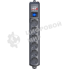 Сетевой фильтр ZIS Pilot S удлинитель 3 м 15А 6 розеток, серый арт.039