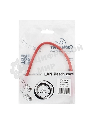Патч-корд UTP Cablexpert cat.5e, 0.25м, литой, многожильный, красный