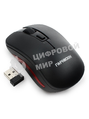 Мышь беспроводная Гарнизон GMW-420 черный, 1600 dpi, радиоканал, USB, кнопки - 4