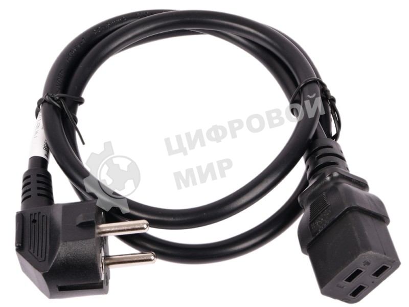 Шнур питания Lanmaster C19-Schuko прямая, 3х1.5, 220В, 16А,черный, 2 метра