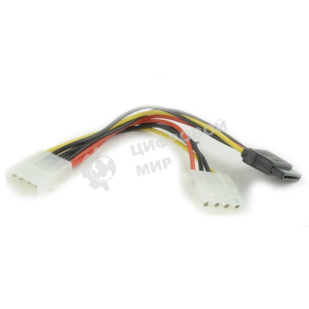 Кабель питания SATA Gembird/Cablexpert CC-SATA-PSY2, 15 см, molex 4pin/molex4pin+sata 15pin, на 2 устр.