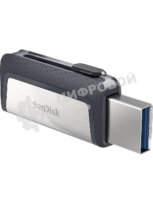 Флешка USB SanDisk DDC2 Ultra Dual (SDDDC2-032G-G46), 128Gb, USB 3.0/USB 3.1 Type C, R/W 150/30, серый/черный