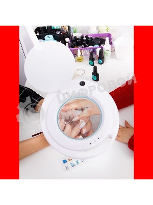 Лупа на струбцине Rexant, круглая, 3D, с подсветкой 60 LED, сенсорный регулятор яркости, белая