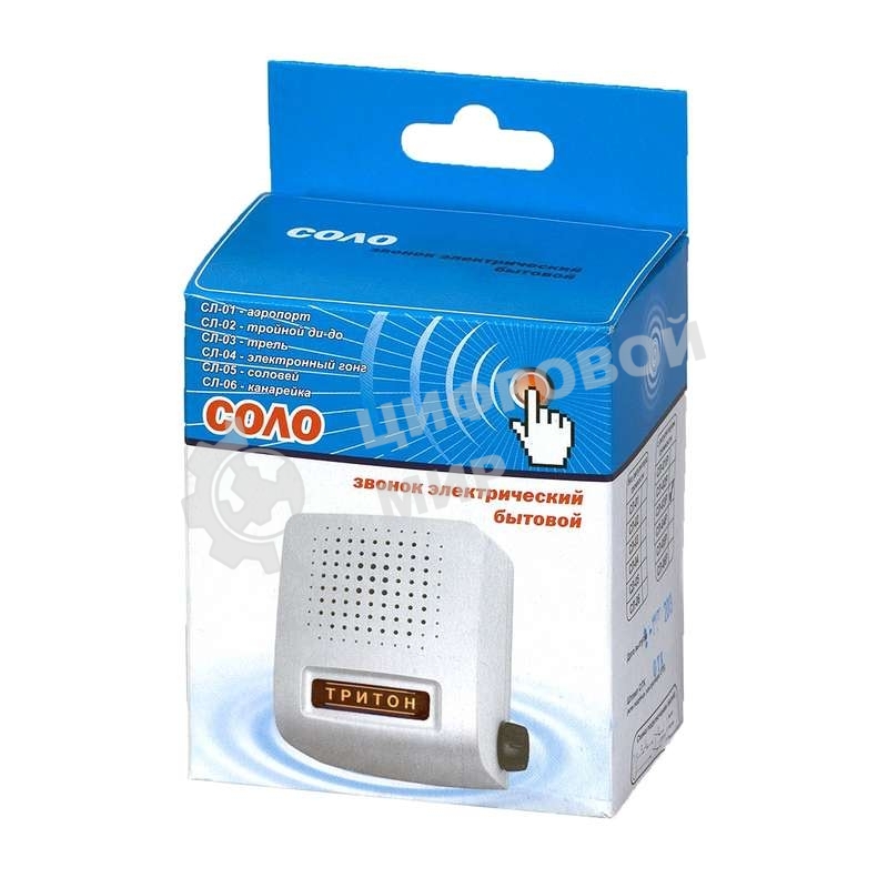 Звонок дверной проводной Соло трель регул. громкости 220В 80-90дБА бел. Тритон СЛ-03Р