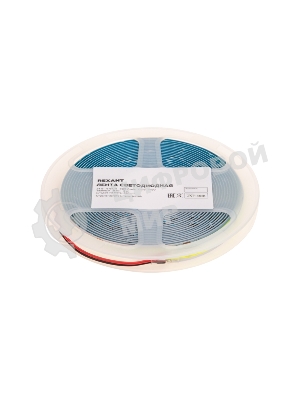 Лента светодиодная Rexant 24В, COB 8Вт/м, 320 LED/м, зеленый, 8мм, 5м, IP20