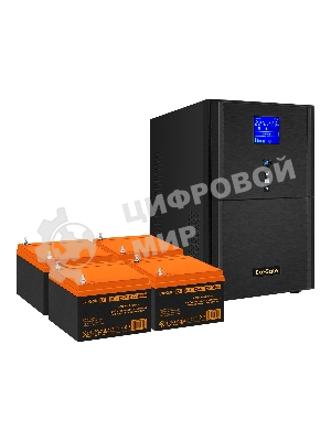 Комплект источника бесперебойного питания Exegate EX295991RUS + батарея 26Aч EX285663RUS 4шт (инвертор, синус, для котла) ExeGate SineTower SZ-5000.LCD.AVR.2SH.1C13.T.RJ.USB <5000VA/4000W, чистый синусоида, LCD дисплей, AVR, 2хSchuko+1хC13+клеммы, RJ45/11, USB, линейно-интерактивный, черный> + батарея ExeGate HRL 12-26 (12В, 26А·ч) 4шт