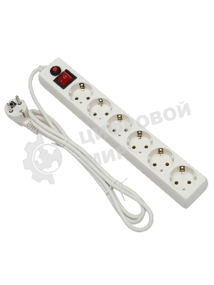 Сетевой фильтр Гарнизон ECL-6-W-1.8, 6 р, 10А, 1.8 м, ур.защиты 4, белый, пакет