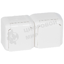 Розетка Legrand 2-м ОП Quteo 16А с защитной крышкой, защитные шторки, с заземлением IP44 белая Leg 782323