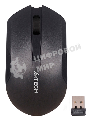 Мышь беспроводная A4Tech G3-200NS черный, 1200 dpi, радиоканал, USB, кнопки - 3