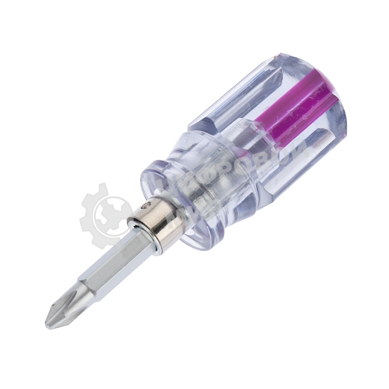 Отверткакомбинированная Rexant, прозрачная рукоятка,двухсторонний стержень 40 мм (крестовая PH 2, шлицевая SL 6 мм)