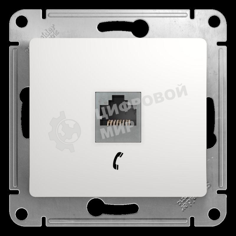 Механизм розетки телеф. 1-м СП Glossa RJ11 белый SchE GSL000181T