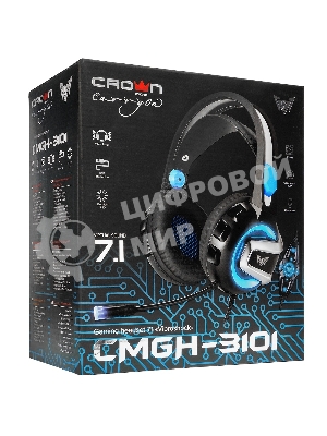 Гарнитура Crown CMGH-3101 чёрный/синий, проводная, подсветка