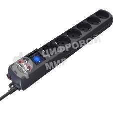 Сетевой фильтр Pilot S 6 розеток (5 евро + 1 без заземления) 5 м, графит