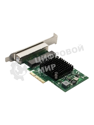 Сетевой адаптер ExeGate EXE-BCM5719 (PCI-E x4 v2.0, порты 4xRJ45, 10/100/1000Mbps, Gigabit Chipset Broadcom BCM5719)