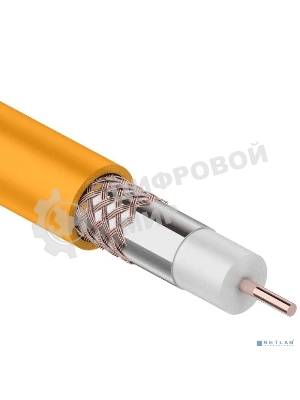 Кабель коаксиальный Rexant RG-6U+Cu нг(А)-HF, Cu/Al/Cu, 64%, 75 Ом, бухта 100 м, оранжевый