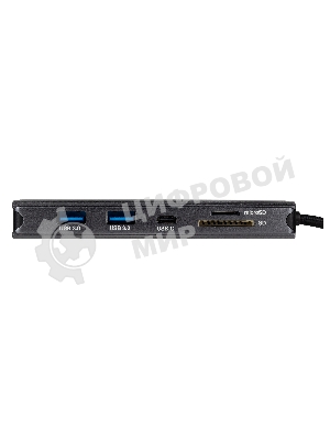 USB-концентратор HIPER Docking station USB-C HUB 11in1 (1*USB-C 100W PD, 1*HDMI 4K@60Hz, 2*DP 4K@60Hz, 2*USB-A 3.0 (5Gbps data), 1*USB-C 3.0 (5Gbps data), 1*microSD, 1*SD, 1*3.5мм audio, 1*RJ45 GB)